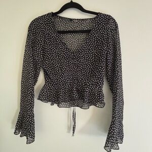 Black and White Floral Women's Top